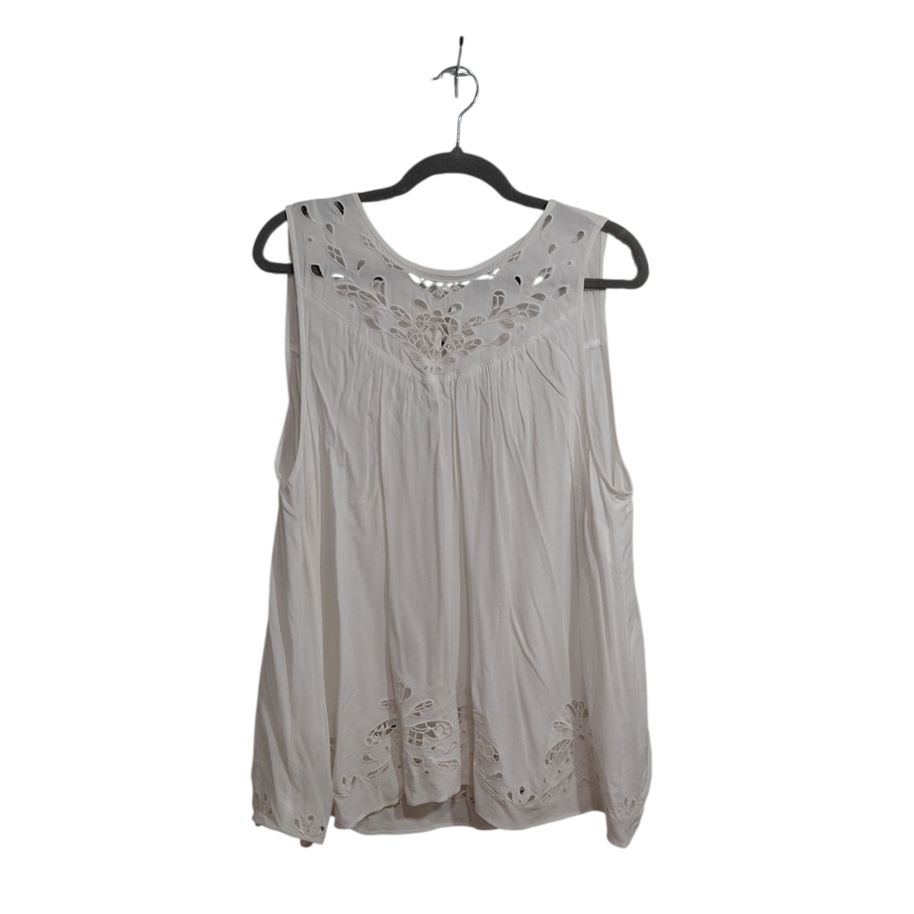 torrid Cream Sleeveless Eyelet Yoke Tunic